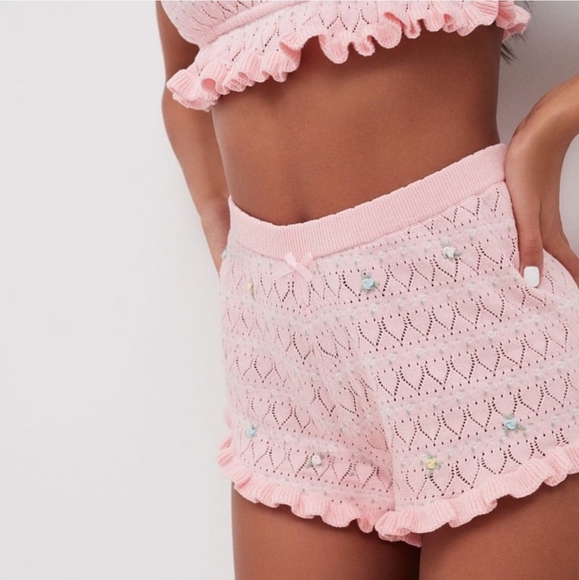 NEW 2 PIECE FOR LOVE & LEMONS PINK CHARLESTON CAMI & SHORTS SET - Picture 3 of 6